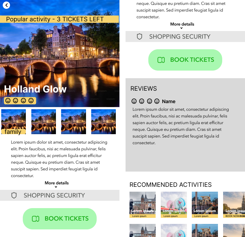 Experimental group&rsquo;s event details page design, created using the given resources plus the cultural design guidelines